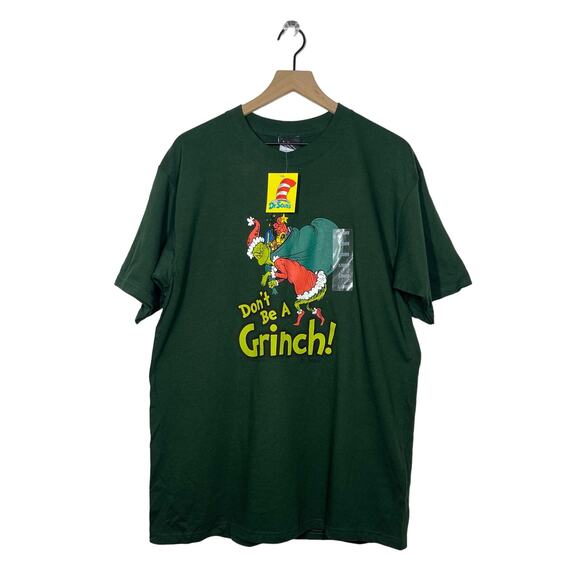 NEW Vintage Dr. Seuss T-Shirt Men's Size Large Green Don't Be A Grinch Deadstock - Picture 1 of 8